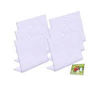 Rikyo 6 Pack Acrylic Sign Holder 4x6 Inch,Horizontal Clean Sign Holders Desktop Display Stand,Paper Holder Numbers Picture Frames for Wedding Table Numbers,Restaurants,Hotels,Stores Ad Art Display