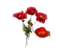 Rikyo 71cm Artificial Poppies Flowers Permanent Flower, 3pcs Tropical Plant Flowers Bouquets for Table Centerpieces, Bridal Wedding Festival Decor,4" Petals Heads (Red)