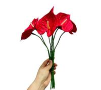 Rikyo 8pcs 13inch Artificial Anthurium Lily Flowers Permanent for Home Decor Bouquet Home Bridal Wedding Festival Party,Crafts,Store Decor Arrangements Flower Bouquet Accessories (Red)