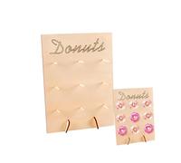 Rikyo Donut Wall Wood Display Stand Holds 9 Donuts,Reusable Rustic Dessert Table Board Doughnut Holder for Wedding Birthday Family Party Festival Table Decor Will Not Tip Over (Rectangular-wood)