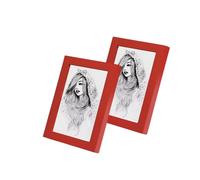 Rikyo Picture Frame 2 Pack, 5x7 inches, Red, Rustic Farmhouse Style, Without Mat, Wall Gallery Photo Frame for Tabletop and Wall Display