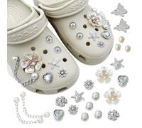 Rilcn Shoe Charms, 26 Pcs Crystal Diamond Accessories, Bling Accessories for Clog Sandal, Butterfly pearl Shoes Decoration Charms Jewelry for Women Girls Birthday Party Gifts