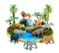 Rileryan 20 PCS Wild Jungle Rainforest Animals Diorama Supplies Kit Mini Safari African Animal Diorama Forest Zoo Plastic Animals Figurines Accessories Home Decor