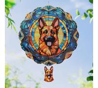 Riletese German Shepherd Wind Spinners Outdoor - 3D Cute Dog for Women, Wind Spinner for Yard Patio Ornament Garden Decor, 12 Inch Hanging Kinetic Metal Wind Spinners Sculpture