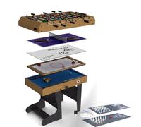 Riley 4ft Mini Multi Games Table, 12-in-1 with Table Football, Pool, Whiteboard & Real Electric Air Hockey, Complete with Accessories for All Games - Easy Folding for Storage
