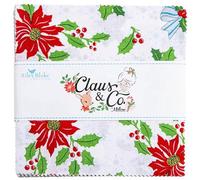 Riley Blake Claus & Co. 5" Stacker Fabric Bundle | 42 Piece Precut Cotton Quilt Squares, Holiday Christmas Fabric by Melissa Mortenson | Vintage North Pole Squares for Quilts & Crafts