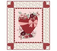 Riley Blake Love You Always Heart Panel Quilt Kit by Sandy Gervais | 52" x 59.5" Romantic Quilt Project | Includes Pattern & Fabric for Top + Binding | Keepsake Gift Box