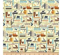 Riley Blake National Parks Word, Text and Icon Print Cream, Quilting, Apparel and Home Decor Fabric (1 Yard) 36" x 43"