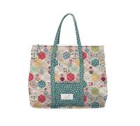 Riley Blake Sew Happy! Quilted Tote Bag by Lori Holt of Bee in My Bonnet | Cute Hexi Fabric, Outer Pocket & Cotton Lining | 12" x 18" x 6"