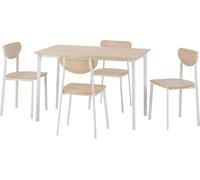 Seconique Riley 4 Seater Large Dining Set Light Oak Effect Veneer and White - Wilko