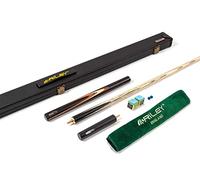 Riley Ronnie O'Sullivan 3 Piece Snooker Cue and Hard Case 3/4 Cut- Layered Ebonised Black Wood Butt- 9.5mm Tip - 145cm - Black/Tan/Natural Wood