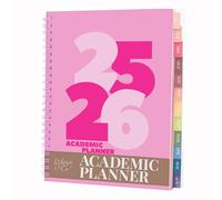 Rileys Academic Diary 2025-2026, Daily, Weekly & Monthly Planner, July 2025 - June 2026, Student Notes Pages, Twin-Wire Binding Day and Weekly Agenda for School & Work (20 x 15 cm, Pink, Chunky)