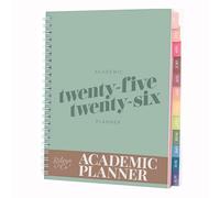Rileys Academic Diary 2025-2026, Daily, Weekly & Monthly Planner, July 2025 - June 2026, Student Notes Pages, Twin-Wire Binding Day and Weekly Agenda for School & Work (20 x 15 cm, Green, Diagonal)