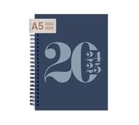 Rileys Academic Diary 2025-2026, Daily, Weekly & Monthly Planner, July 2025 - June 2026, Student Notes Pages, Twin-Wire Binding Day and Weekly Agenda for School & Work (20 x 15 cm, Blue, Typographic)