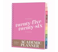 Rileys Academic Diary 2025-2026, Daily, Weekly & Monthly Planner, July 2025 - June 2026, Student Notes Pages, Twin-Wire Binding Day and Weekly Agenda for School & Work (20 x 15 cm, Pink, Diagonal)
