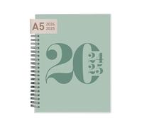 Rileys Academic Diary 2025-2026, Daily, Weekly & Monthly Planner, July 2025 - June 2026, Student Notes Pages, Twin-Wire Binding Day and Weekly Agenda for School & Work (20 x 15 cm, Green, Typographic)