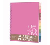 Rileys Academic Diary 2025-2026, Daily, Weekly & Monthly Planner, July 2025 - June 2026, Student Notes Pages, Twin-Wire Binding Day and Weekly Agenda for School & Work (20 x 15 cm, Pink, Classic)