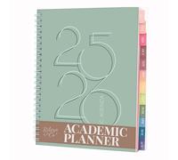 Rileys Academic Diary 2025-2026, Daily, Weekly & Monthly Planner, July 2025 - June 2026, Student Notes Pages, Twin-Wire Binding Day and Weekly Agenda for School & Work (20 x 15 cm, Green, Deco)