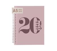 Rileys Academic Diary 2025-2026, Daily, Weekly & Monthly Planner, July 2025 - June 2026, Student Notes Pages, Twin-Wire Binding Day and Weekly Agenda for School & Work (20 x 15 cm, Pink, Typographic)