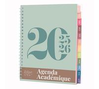 Rileys Academic Planner 2025-2026, Daily, Weekly & Monthly Planner, July 2025 - June 2026, Student Notes Pages, Twin-Wire Binding, Weekly Agenda for School & Work (20x15cm Green, Typographic, French)