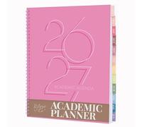 Rileys Academic Planner 2026-2027, Daily, Weekly & Monthly Planner, July 2026 - June 2027, Student Notes Pages, Twin-Wire Binding, Weekly Agenda for School & Work (8.5 x 11-Inches, Deco, Pink)
