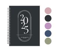 Rileys & Co Diary 2025, Full Paper Size, Weekly Planner, Jan - Dec 2025, Daily Planner with Flexible Cover, Notes Pages, Twin-Wire Binding - Planner 2025 (15 x 20 cm, Black)