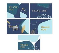 Rileys & Co Thank You Cards, 50-Count, Gold Foil (Navy Blue)