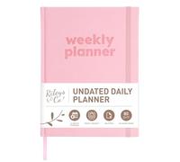 Rileys & Co Undated Diary 20 x 15 cm, Organiser Notebook, Weekly Journal, Goal & Habit Tracker, Planner Notebook for Work, Study & Home, Undated Planner Journal for Work, School & Home (Pink)
