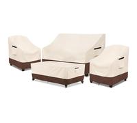 Rileytee Patio Furniture Set Covers, 4 Pcs 600D Heavy Duty 100% Waterproof Outdoor Furniture Cover, Fit Patio Loveseat, Chair and Coffee Table (Beige & Brown)