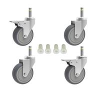 RILIDRI 2-Inch Swivel Stem Caster, 7/16-Inch Stem Diameter Rubber Wheel, Thermoplastic Rubber TPR Replacement Wheels - 4 Pack(2 Brakes 2 Swivel)