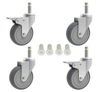 RILIDRI 3-Inch Swivel Stem Caster, 7/16-Inch Stem Diameter Rubber Wheel, Heavy Duty TPR Replacement Wheels for Rubbermaid Mop Bucket Cart Grill Casters - 4 Pack (2 Brakes 2 Swivel)