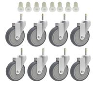 RILIDRI 4-Inch Swivel Stem Caster, 7/16-Inch Stem Diameter Rubber Wheel, Heavy Duty TPR Replacement Wheels for Rubbermaid Mop Bucket Cart Grill Casters - 8 Pack