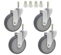 RILIDRI 4-Inch Swivel Stem Caster, 7/16-Inch Stem Diameter Rubber Wheel, Heavy Duty TPR Replacement Wheels for Rubbermaid Mop Bucket Cart Grill Casters Shop Vac Wheels- 4 Pack
