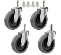 RILIDRI 4-Inch Swivel Stem Caster for Rubbermaid Mop Bucket Utility Cart, 7/16-Inch Stem Diameter Rubber Wheel Set of 4, Heavy Duty TPR Weber Grills Shop Vac Replacement Wheels