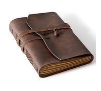 RILIHO Leather Journal Notebook - Genuine Leather Journals for Writing 260 Pages 5x7.1 Inches Vintage Journal For Man and Women Gifts For Man Artist,Travel Journal,Brown