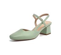 Rilista Women's Slingback Chunky Low Heels Closed Square Toe Heel Wedding Party Dress Pumps Shoes, Green, 7 UK