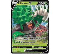 Rillaboom V 017/192 Ultra Rare Pokemon Card (SWSH Rebel Clash) + 1x TitanCards® Toploader
