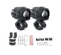 Riloer 1Pair of Universal LED Headlights with Mounting Brackets Clamp Kits for Motorbike Mountain Bike, Waterproof Motorcycle Fog Lights Auxiliary Work Lights, White/Amber Lighting