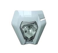 Riloer 1x 12V H4 Motorcycle Headlight Compatible with KTM Dirt Bike, Universal Enduro Motocross Front Lamp Replacement with High/Low Beam, Waterproof ABS Shell for Supermoto Off-Road - White