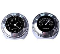 Riloer 2pcs 7/8 Inch Motorcycle Handlebar Clock and Thermometer Universal Waterproof Digital Clock(Black)