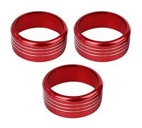 Riloer 3x Car AC Air Conditioning Climate Control Knob Ring Cover Trims, Compatible with Su-ba-ru, Red/Blue/Black/Yellow