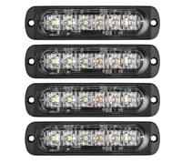 Riloer 6 LED Warning Light Emergency Beacon Warning Flash Strobe Light Compatible with Trailer Pickup Truck Car SUV RV Van White and Amber