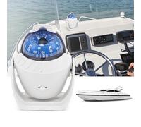Riloer Car Boat Compass, Navigation Compass High Precision ABS Marine Compass with LED Light, Waterproof for Car, Boat, Outdoor Travel, Hiking, Mountaineering (White)