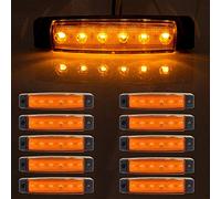 Riloer Car Side Marker Lights, 10PCS 6 LED Side Marker Indicators Lights for Trailer Truck Lorry, 12V Waterproof Lamps Front Rear Light Position Indicators, Yellow