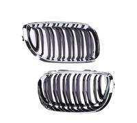 Riloer Front Kidney Grille, Kidney Grille Double Slats, Front Bumper Hood Kidney Grille Grill Compatible with BMW 3 Series E46 4-door Facelift, Chrome and Glossy Black