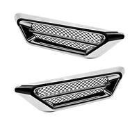 Riloer H845557C Auto Flow Vent Fender Intake Grille - Auto Flow Vent Fender Intake Grille Air Net Door Hood Side Sticker, Silver