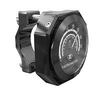 Riloer Handlebar Thermometer Gauge, Waterproof Luminous Alloy Temperature Gauge, Alloy Motorcycle Thermometer Compatible with Yamaha Kawasaki Honda Suzuki Harley-Davidson, Black