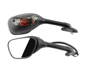 Riloer Motorcycle Rearview Mirror, Universal Motorcycle Rearview Side Mirrors Motorbike Mirrors Set, 1 Pair Motorcycle Bar End Mirrors Motorbike Side Wing Mirror Compatible with Suzuki, Plating