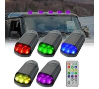 Riloer Solar Cab Light, Solar Powered Cab Led Light, Vibration Sensor Roof, LED Wireless Clearance Lights Compatible with trucks, cars, and universal models (RGB-color light)