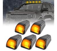 Riloer Solar Cabin Lights, No Drilling, 5 Pack Roof Lights with Vibration Sensor and 12 LED for Cars, Campers, Trucks, Black
